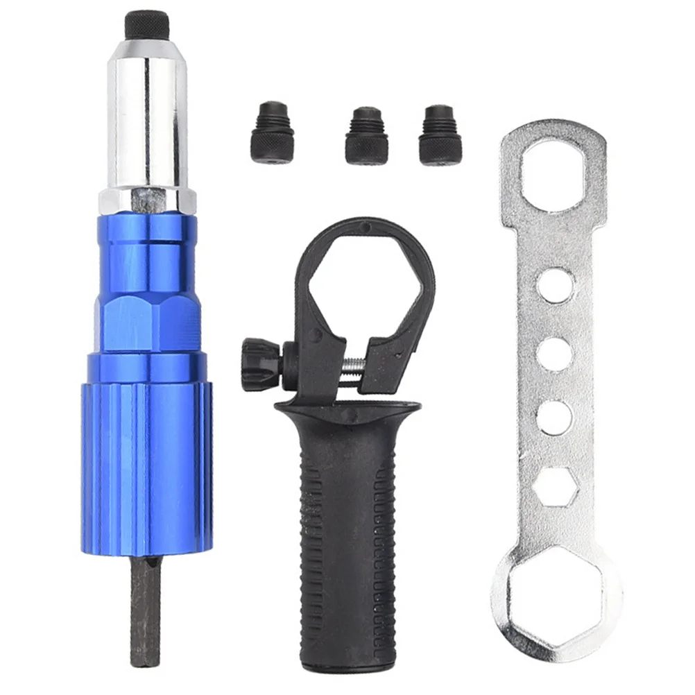 1Set Electric Rivet Adapter Aluminum Alloy Drill Adapter Cordless Riveter Tool for Door Window Automotive Air Conditioning