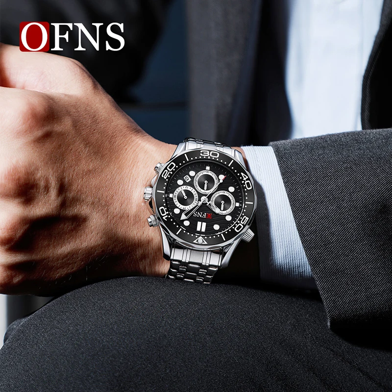OFNS 7104 New Style Hot Sale Fashion Men's Watch Waterproof Luxury Man Watches Date Week Business Male Quartz Wristwatch For Men
