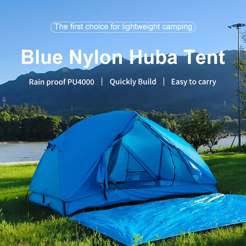 Sunscreen and waterproof 20D silicone coated cloth ultra light outdoor 2-person blue Hoba tent, camping supplies,Nature hike