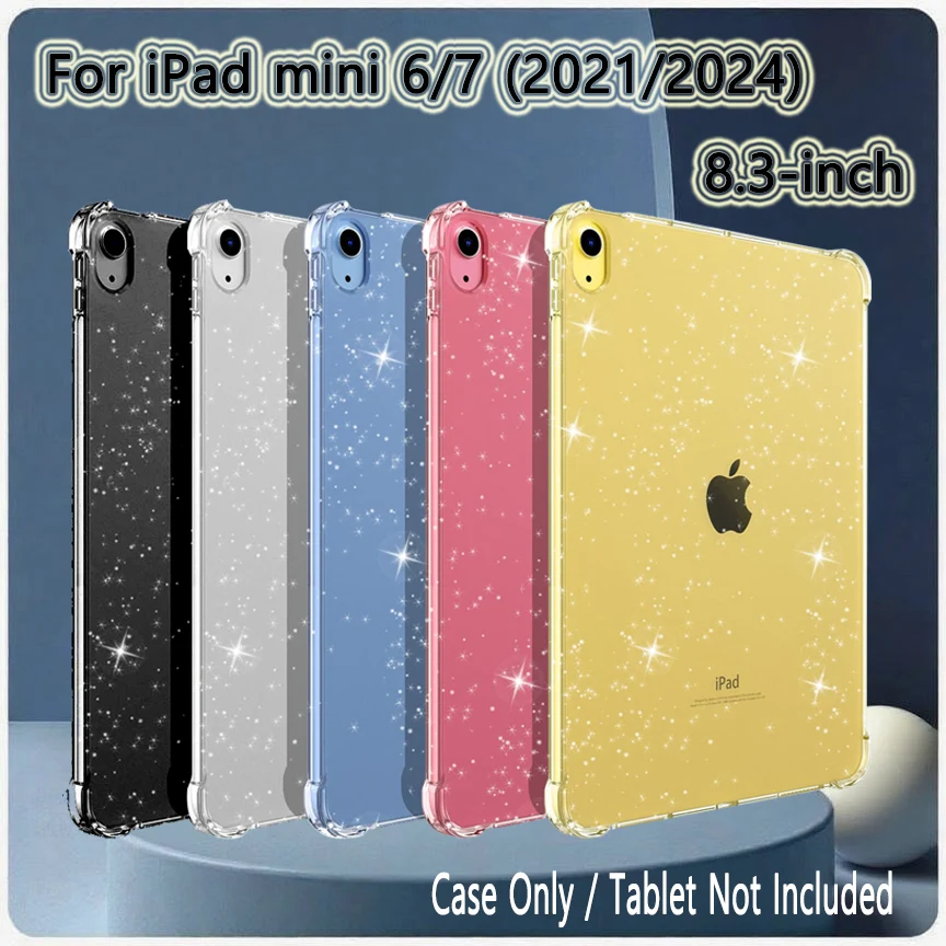 

Блестящий чехол для iPad mini 6 7 (A7 Pro), 8,3 дюйма, 2021/2024 г. | Легкий мягкий ТПУ | Ультрапрозрачный чехол для планшета с защитой от царапин