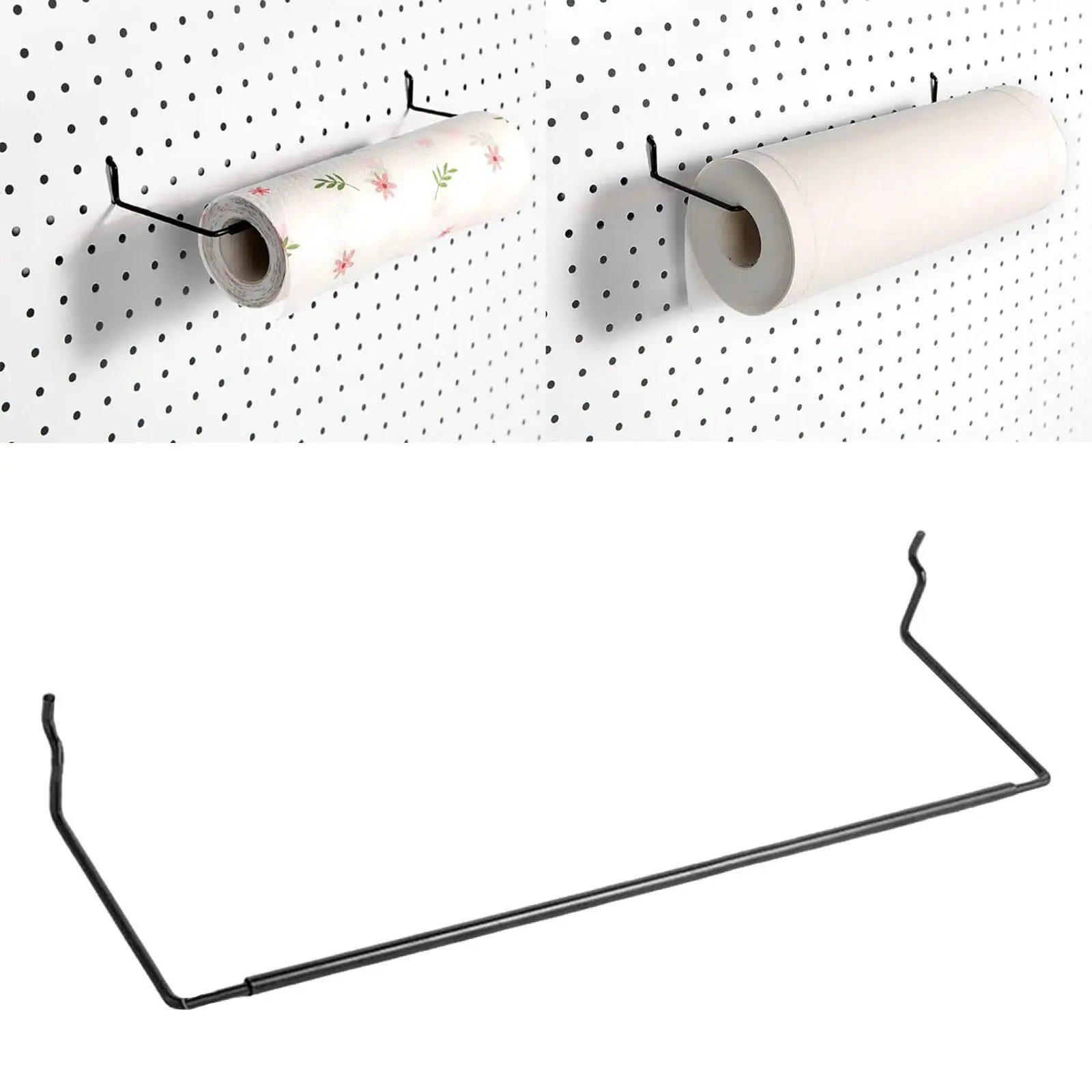 Pegboard Paper Towel Holder Hooks to Any Peg Board Metal Peg Board Organizer for Living Room Garage Bathroom Workshop Tool Shed