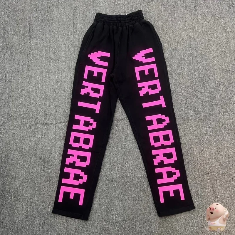 

Vertabrae Sweatpants Men Women Pink Letter Print Pants Jogger Sweat Pants Terry Trousers Soft fabric