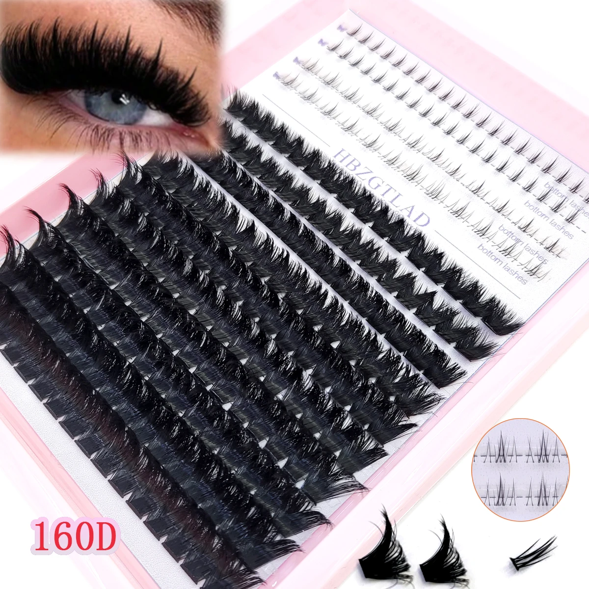 Wimpern 80D/100D/140D/160D Natürlichen Stil Unabhängige Wimpern Handgemachte Wimpern Bündel 3D Künstliche Nerz Wimpern Strap untere Wimpern