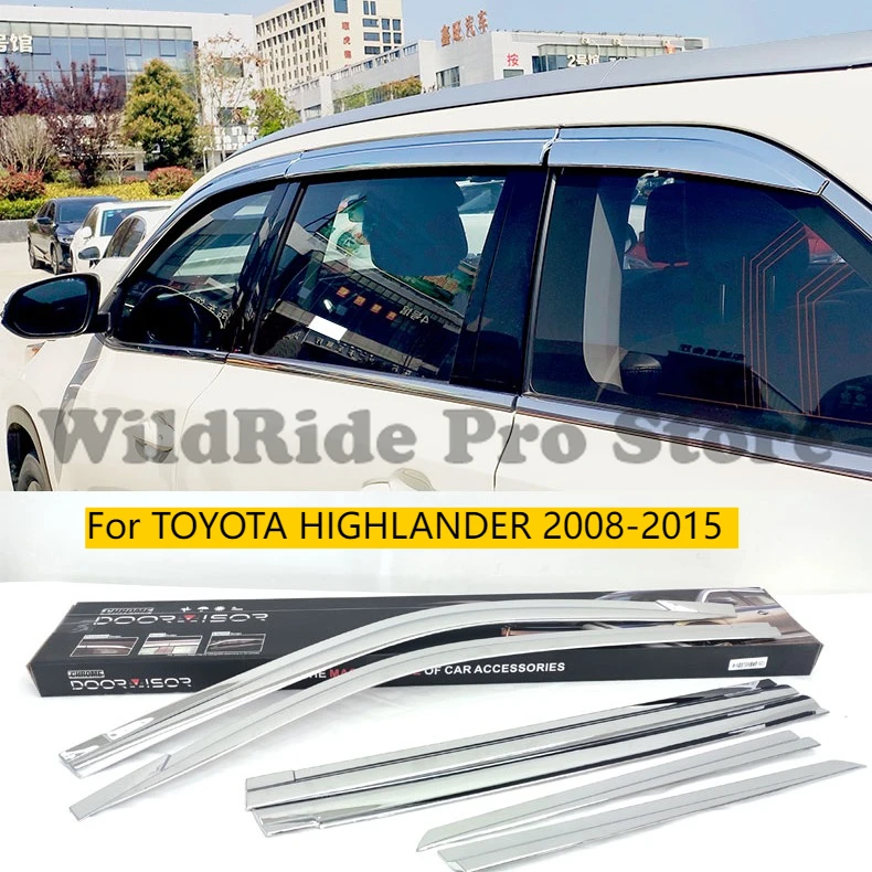 

6 PCS for TOYOTA HIGHLANDER 2008-2015 Electroplated Chrome Window Door Visor