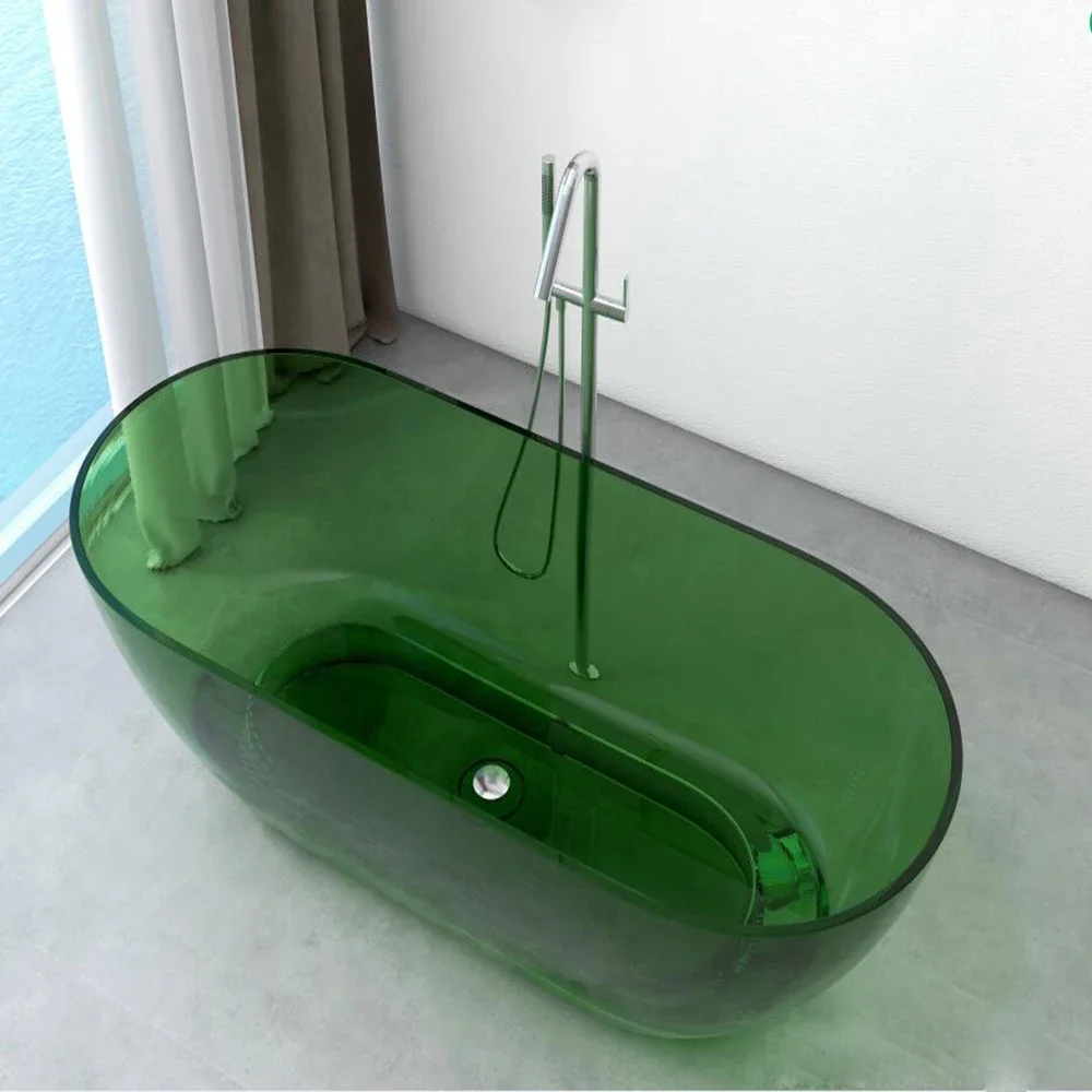 1750x750x550mm New Design Resin Freestanding Bathtub Online Celebrity Colored Transparent Muti-Sized Tub RS1038