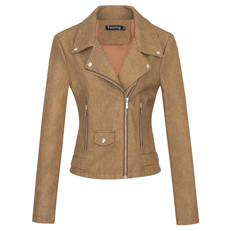 Chaqueta de cuero de mezclilla creativa para mujer, chaqueta de cuero a la moda y a la moda, chaqueta de invierno