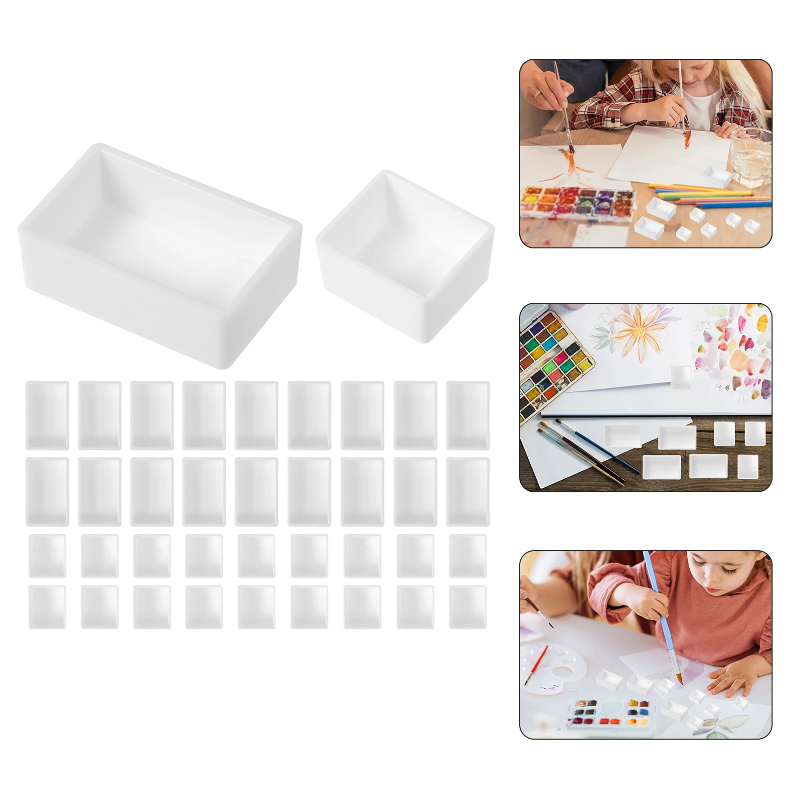 

1 set 1 Set Plastic Watercolor Paint Pans Empty Full Half Reusable Durable For Artists Nail Diy Acrylics Painting Supplies