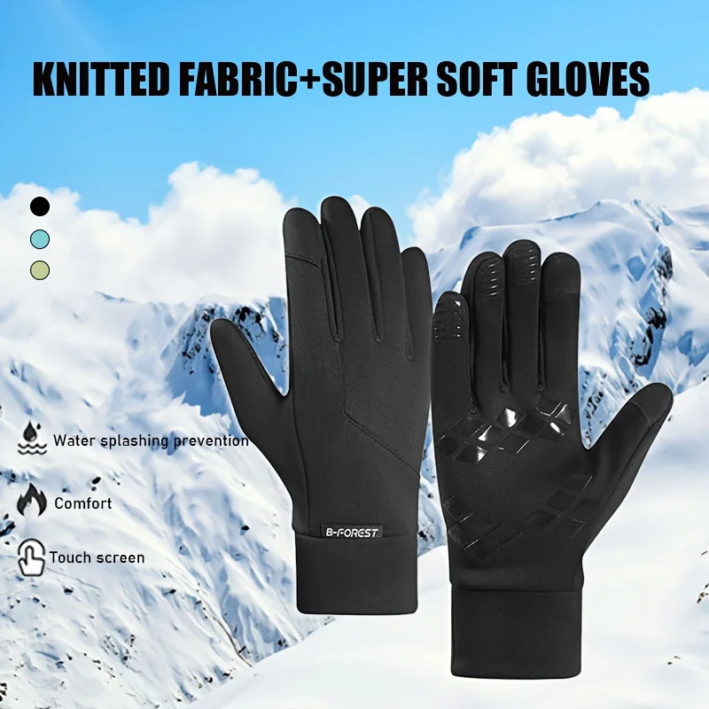 Winter Herren Damen Colorblock Warme Handschuhe Fahrradhandschuhe Weiche Anti-Rutsch-Touchscreen-Handschuhe Outdoor-Sport Skifahren Handschuhe