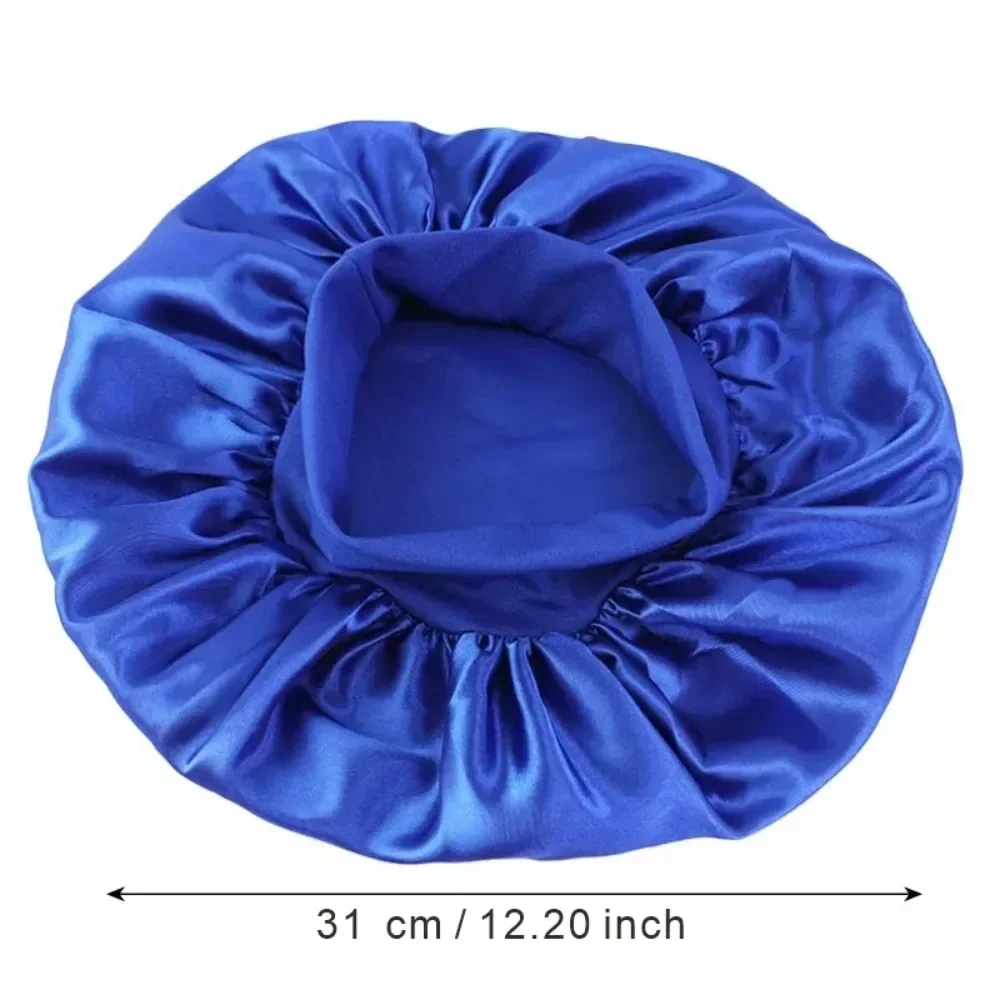 고탄력 새틴 솔리드 수면 모자 1개 헤어 케어 보닛 나이트캡 다색 재사용 가능 여성용 홈 수면 캡 액세서리