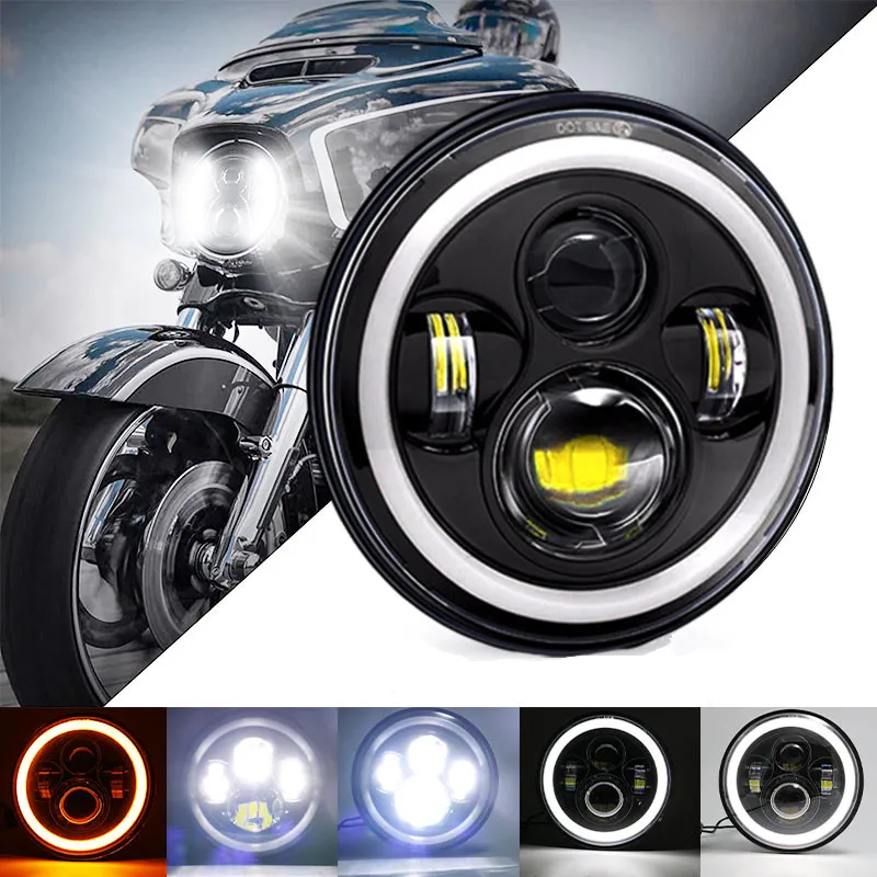 7 Inch Motorcycle LED Headlight for JEEP Wrangler JK Harley Touring Road King Yamaha 7Inch Waterproof Round LED Headlamp
