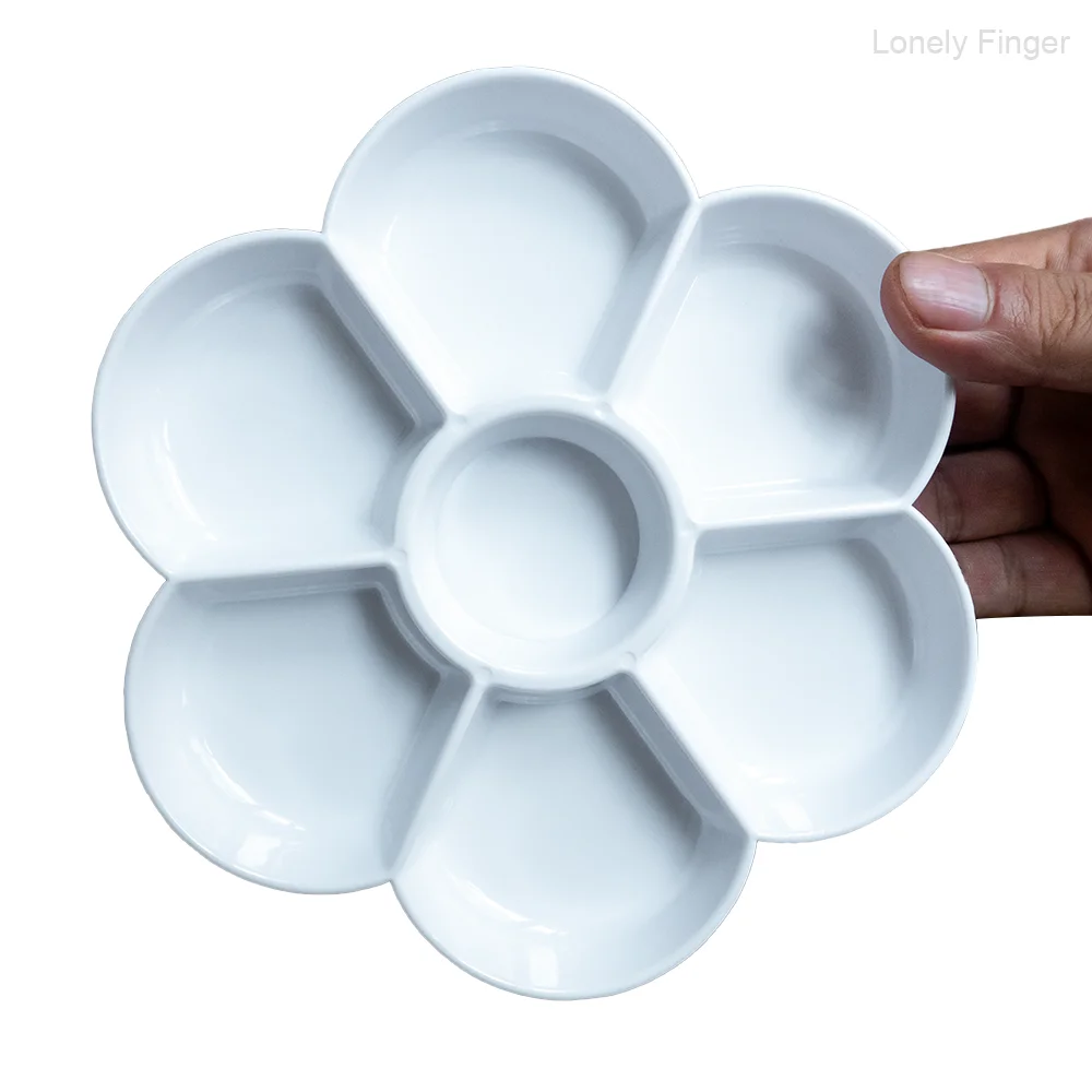 7-Well Plastic Paint Palette:  Watercolor Palette Plastic Paint Palette Tray for Gouache Painting, Round
