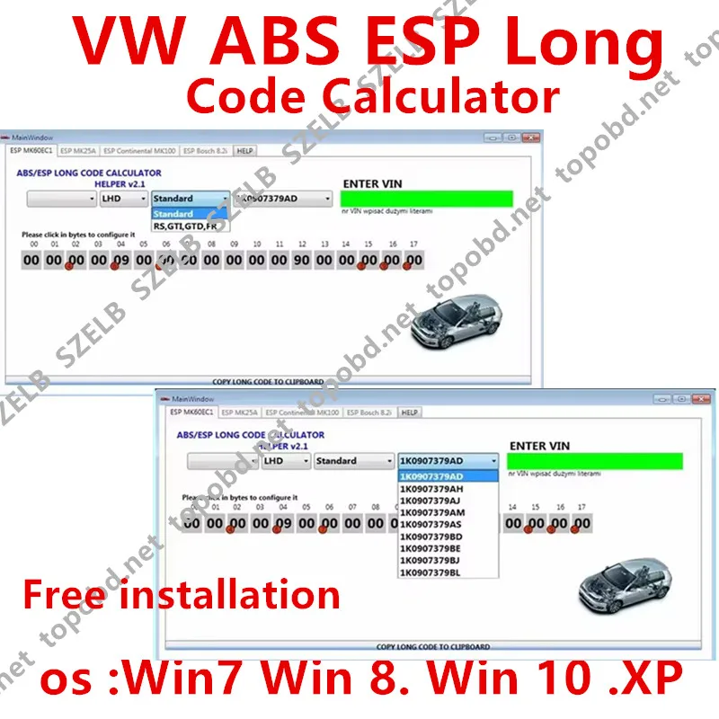 Hot Sales 2026 Software VAG Diagnostic Tool - ABS ESP Long Coding Software for VW Seat Skoda, ESP Code Generator, Car Scanner
