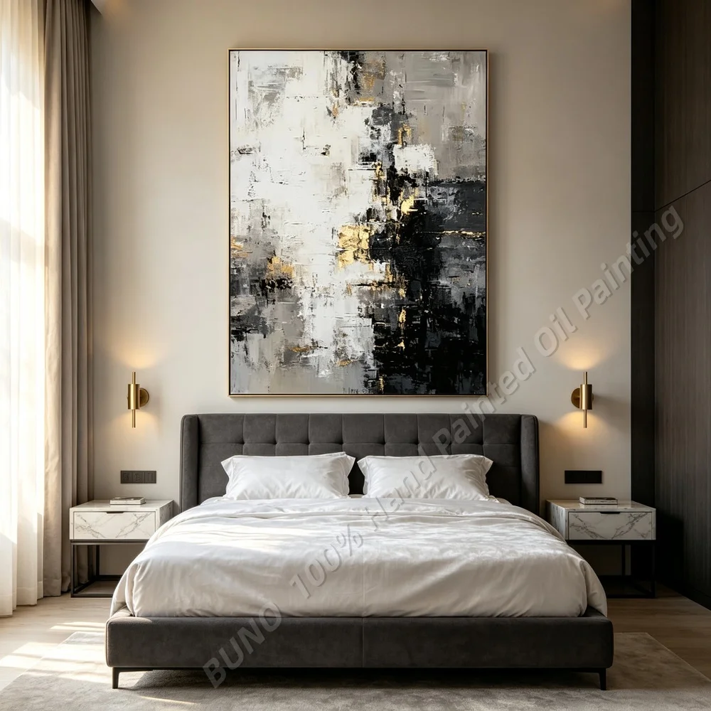 Hand Painted Abstract Oil Painting Original Minimalist Neutral Textured Canvas Wall Art Beige Home Living Room Bedroom Decor