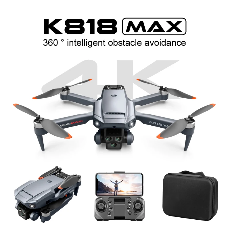 K818 MAX Pro sessional bezszczotkowe drony składane zdalnie sterowany dron Quadcopter FPV dla początkujących 360 ° aktywne unikanie przeszkód 3C 4K