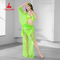 Belly Dance Set Women Customized Senior AB Stones Bra+Mesh Robe+Headband+Hip Scarf 4pcs Saidi Shabbi Baladi Competition Outfit