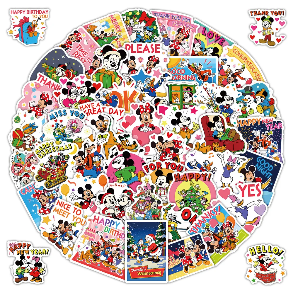 10/30/52 قطعة عيد الميلاد ميكي ماوس والأصدقاء ملصق DIY بها بنفسك الديكور مقاوم للماء لوح التزلج دفتر الكتابة على الجدران لعبة