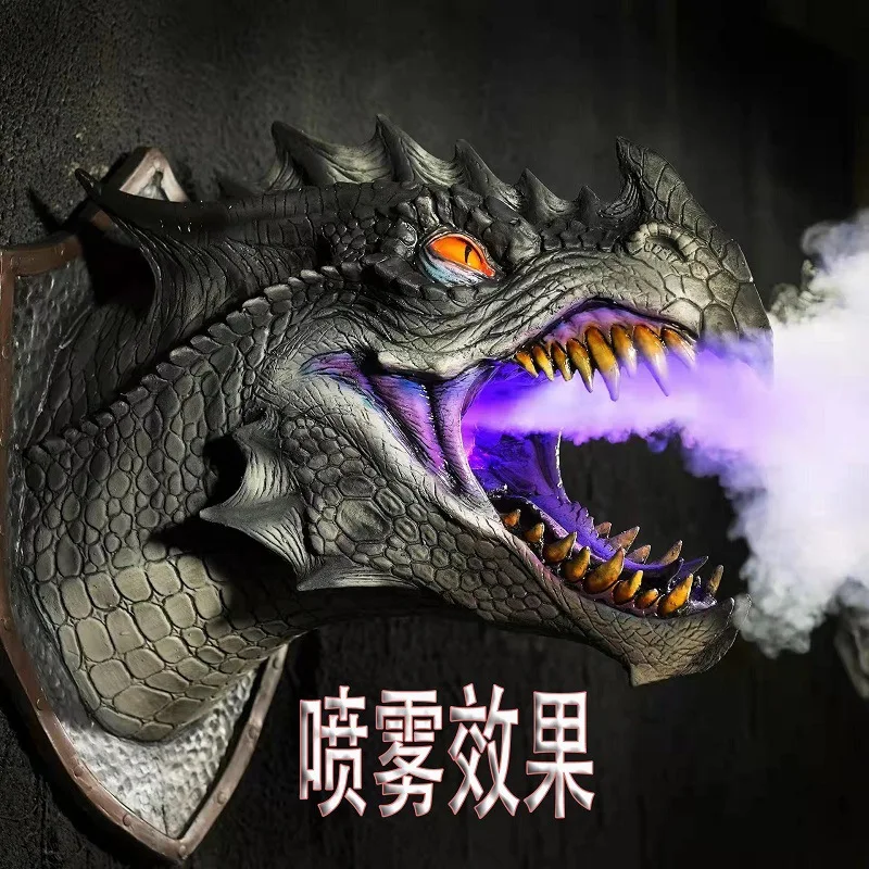 LED Independent Station Dinosaur Head Wall Pendant LED Glowing Spray Legend of The Dragon Home Scene Decoration Props