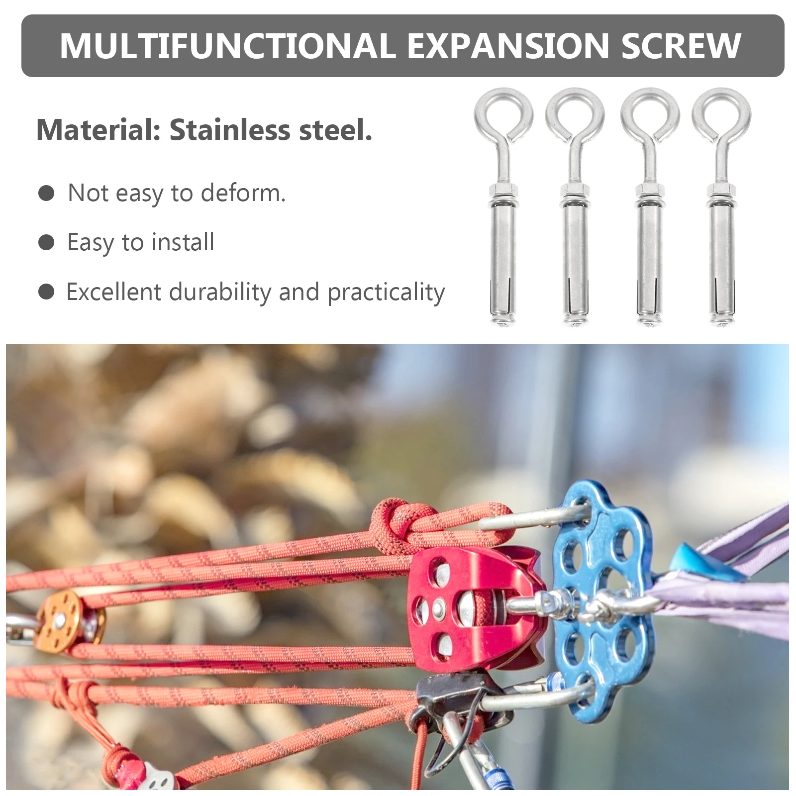 

4pcs Stainless Steel Expansion Screws Waterproof Corrosion-Resistant Durable Fasteners For Concrete Brick Manhole