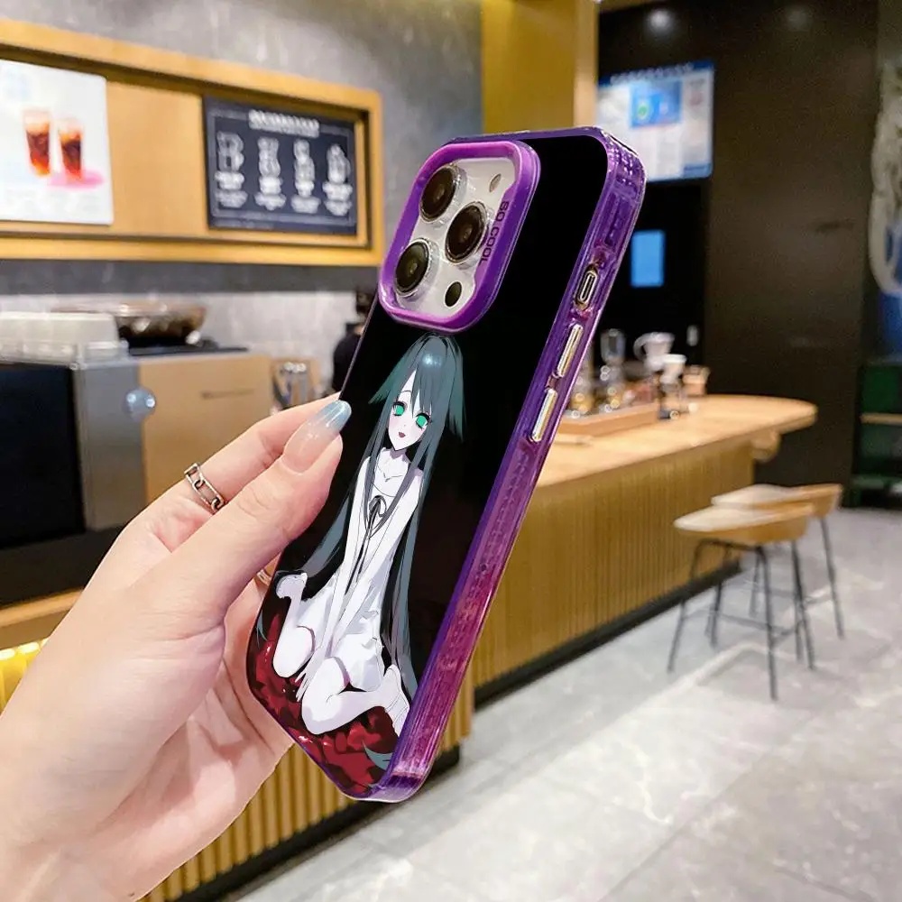 Saya no Uta حافظة هاتف محمول لهاتف آيفون 17 16 15 14 13 12 11 X XR XS 8 7 Pro Max Plus غطاء أرجواني شفاف فاخر جميل