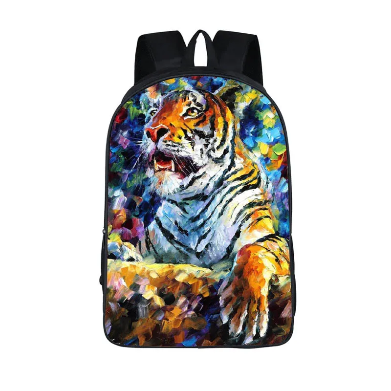 Oil Painting Tiger Backpack for Teenage Tiger Head Boys Bagpack Children School Bags Men Women Daypack Student School Backpack