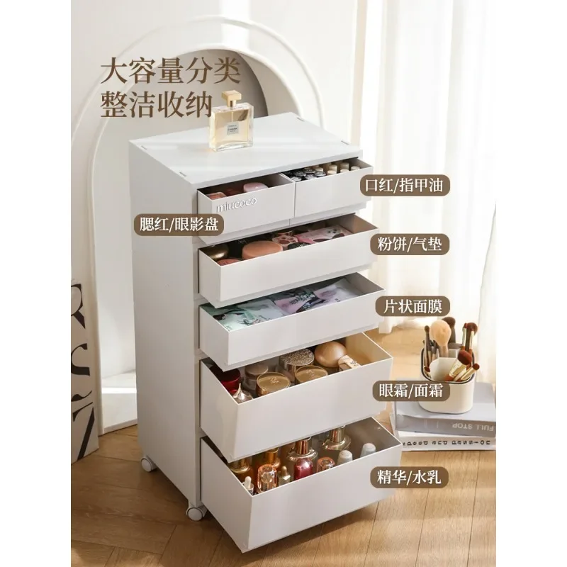 Cosmetics Storage Cabinet Removable Skin Care Products Drawer Desktop Dresser Storage Box Floor Cart Shelf