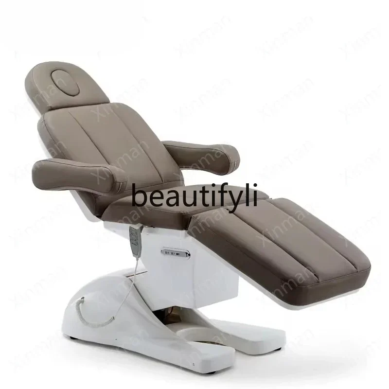 Brown Electric Adjustable 3 Motor Massage Beauty Facial Eyelashes Bed Lift