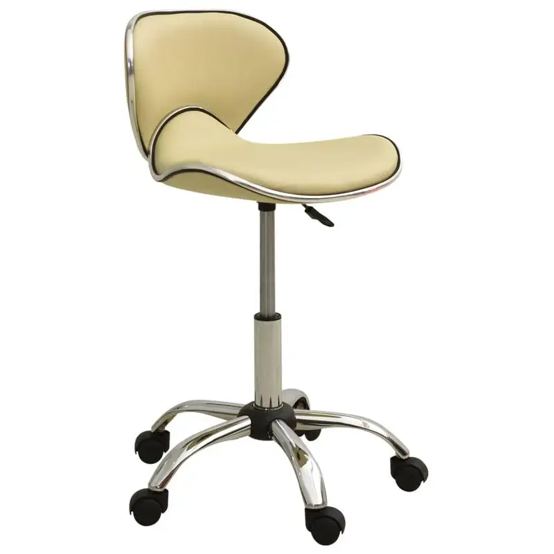 Tabouret de coiffeur roulant couleur crème en similicuir, tabouret de travail mobile pour salon de coiffure, studio de beauté, spa, salon de manucure, usage domestique, Tabouret de coiffeur crème, Tabouret de salon en similicuir, Tabouret de travail couleur crème