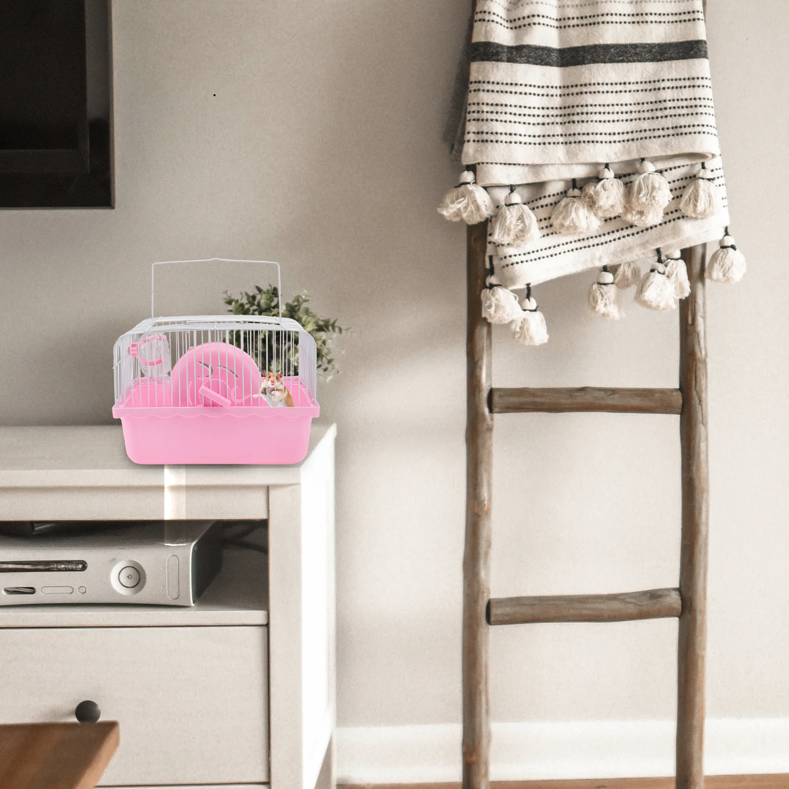 

Pink Cage Hamster Portable Carry Rat Little Mouse for Rats Plastic Carrier