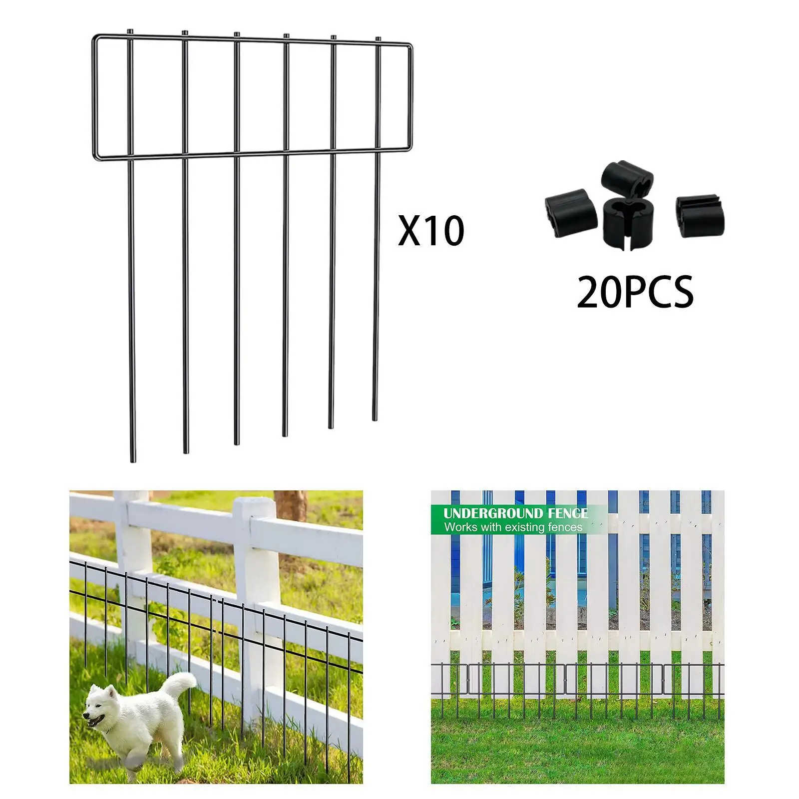 

10Pcs Animal Barrier Outdoor Farmhouse Iron Park Home Garden Fence Panels Fence Border for Lawn Privacy Landscape Outside Bunny