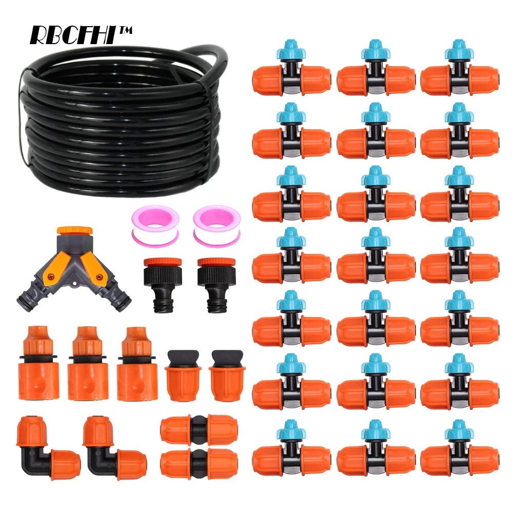 

RBCFHI 5-30M 8/11mm Garden Watering Misting Irrigation System Micro Mist Spray Cooling Kits 3/8'' Tubing Hose Gardening Fog Kit
