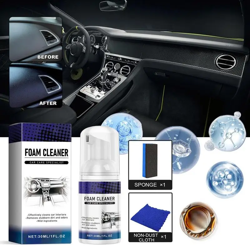 

30ml Multi-purpose Foam Cleaner Cleaning Agent Automotive Car Interior Home Foam Cleaner Home Cleaning Foam Spray Cleaners