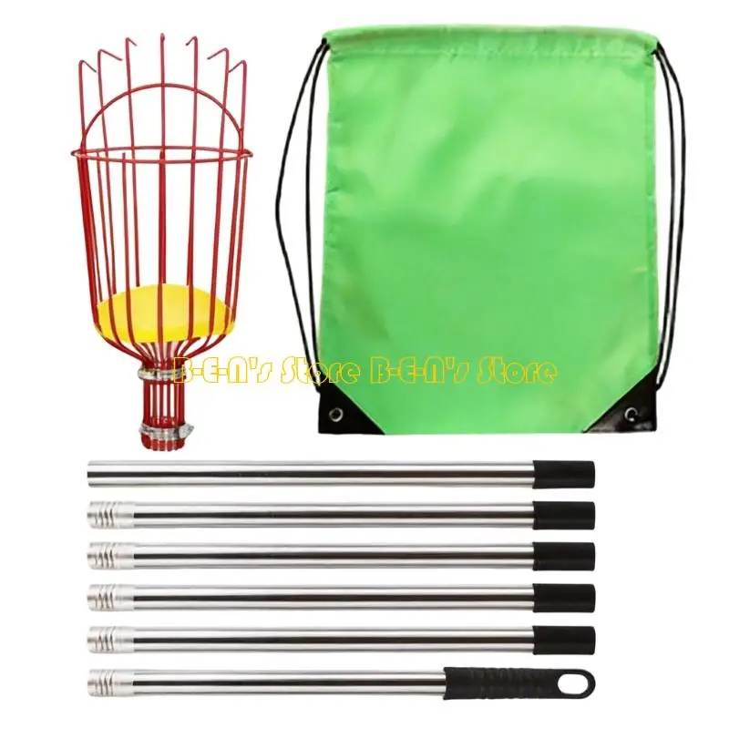 Y1AD Fruit Picking Rod with Basket Adjustable Lightweight Fruit Grabber Tool with Extension Rod Fruit Tree Harvester