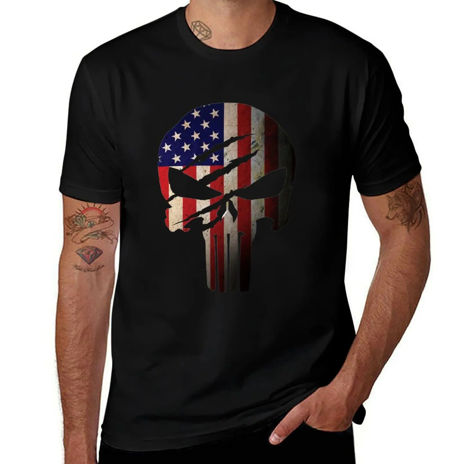 

American Flag Skull Classic T-Shirt anime t shirts for man t shirt man luxury T-Shirt