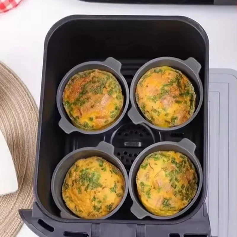 Ramekins pour friteuse à Air en Silicone, grands étuis à muffins antiadhésifs, braconnier d'œufs, moule en Silicone, ustensiles de cuisson, cuisson à dégagement facile, 2/4/8 pièces