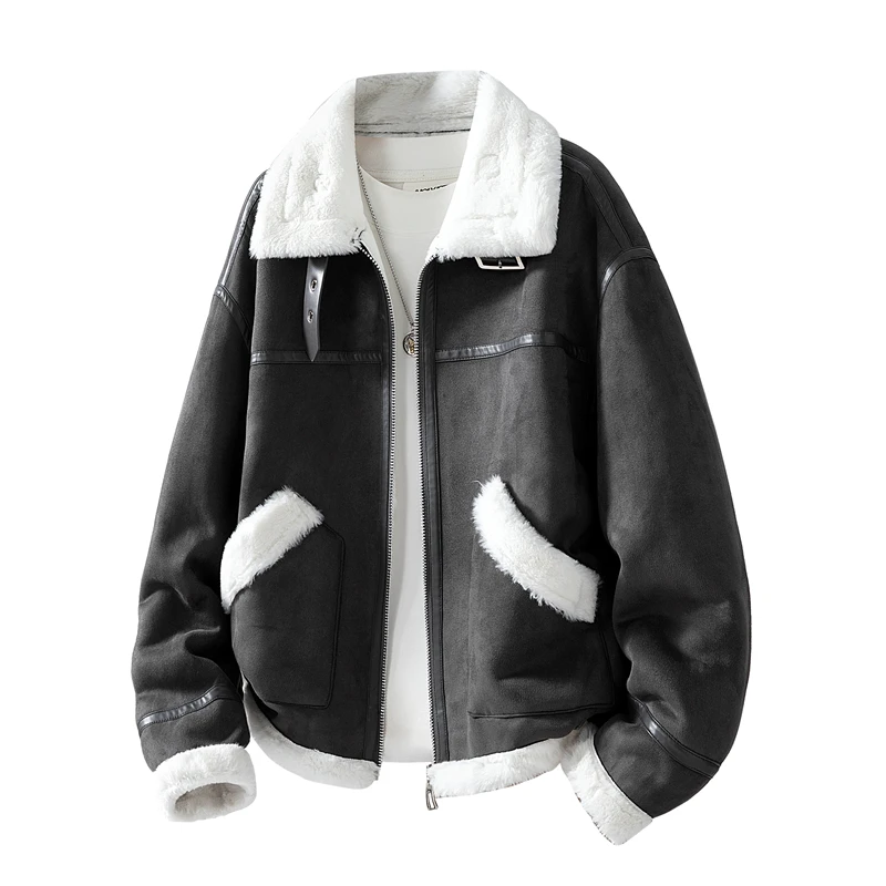 دراجة نارية سترة مناسبة رجل الخريف الشتاء الدافئة ملابس خارجية سميكة العصرية الشنيل سترة المراهقين الدافئة القطن وسادة مبطنة معطف #2