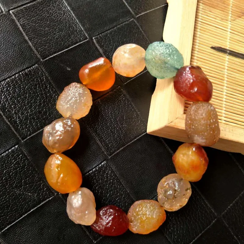 Alashan Gobi Jade Raisin Agate Rough Stone Bracelet