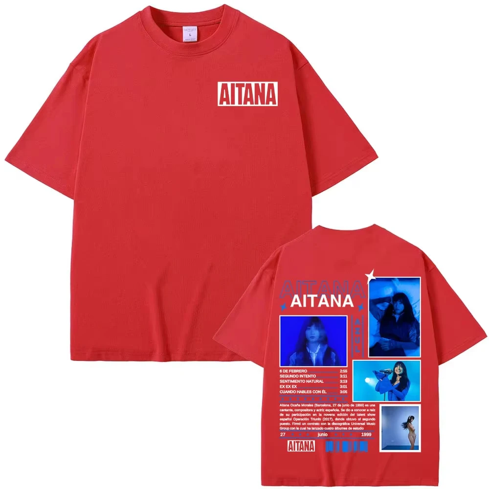 المغني Aitana Azul ألبوم جولة الجرافيك تي شيرت الرجال النساء Harajuku الهيب هوب تي شيرت تقليدي الصيف بلايز القطن عالية الجودة #6