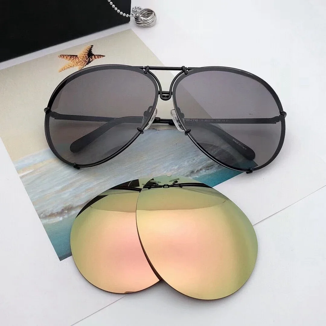 50th Anniversary P8478 Fashion Women's Men's Sunglasses 8478 Female Sunglasses Interchangeable Mirror Lenses UV400 Lady Glasses