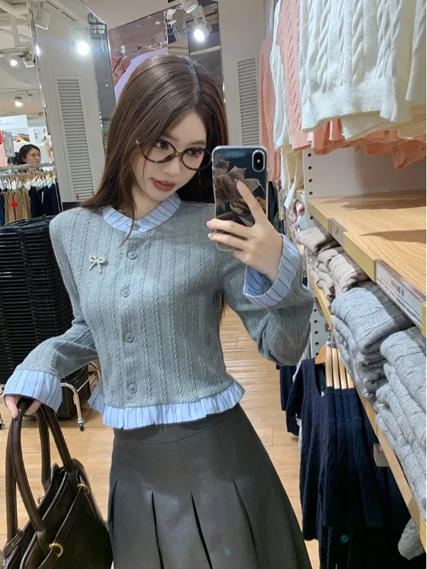 ay Strickjacke Dr. Damen 2025, neuer Frühherbst, koreanischer Stil, ganzes Set, College Sle Faionable Ensemble