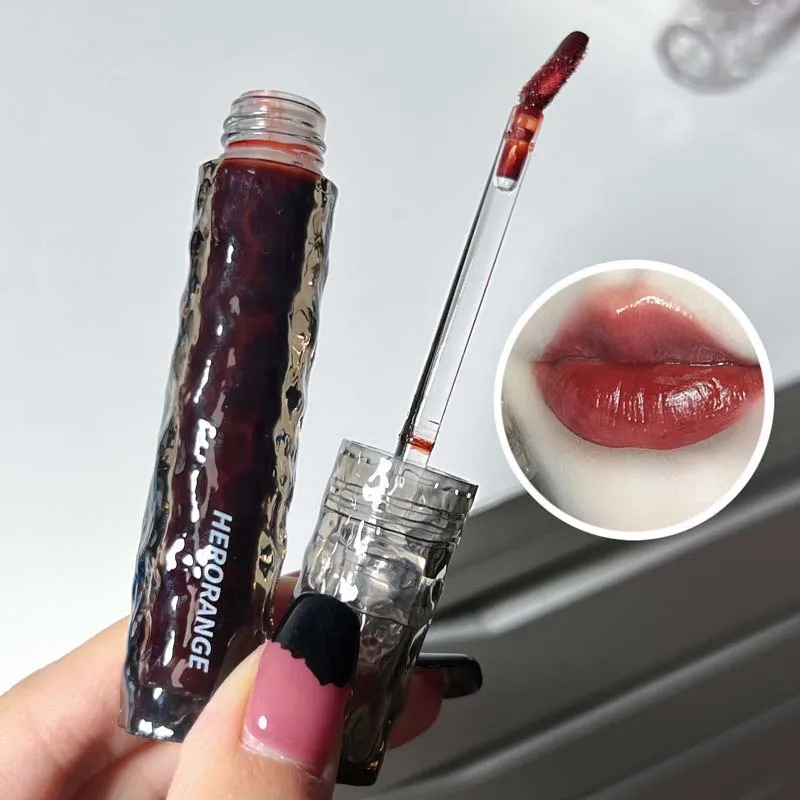 Espelho nude brilho labial transparente nude à prova dwaterproof água marrom escuro vermelho lábio esmalte duradouro veludo batom líquido feminino maquiagem cosméticos