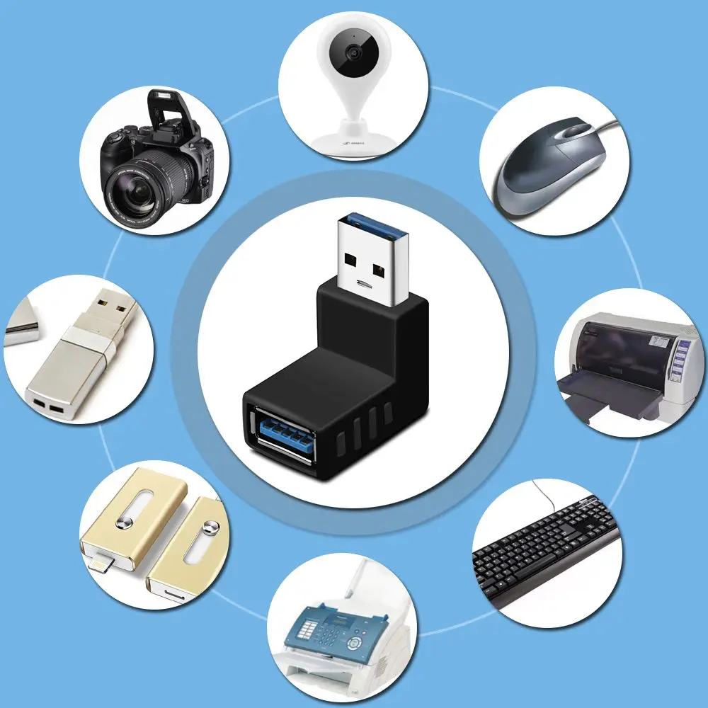 M/F Connector High Speed Type A Male To Female USB 3.0 Adapter Plug Right+Left