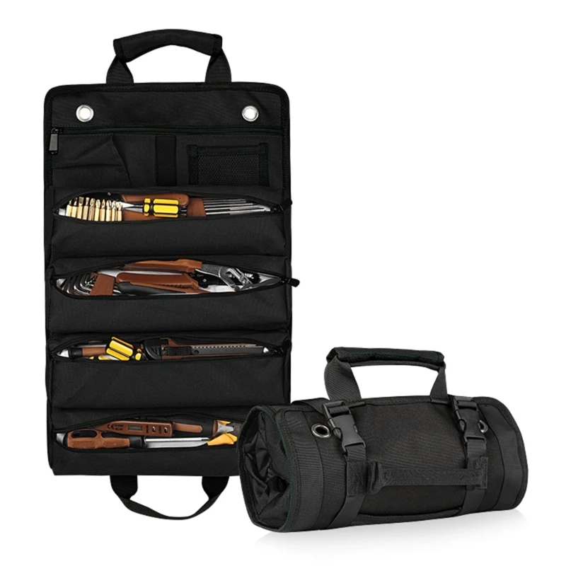 

Portable Tool Bag Tool Roll Up Bag MultiPurposes Oxford Roll-Up Tool Bag for Electricians, Hobbyists,DIY Enthusiasts