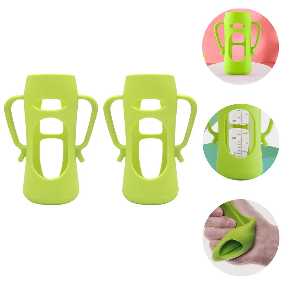 

2 pcs Silicone Baby Cover Durable Milk Bottle Protector Sleeve For Feeding Bottle Heat Insulating Decorative Silicone Case