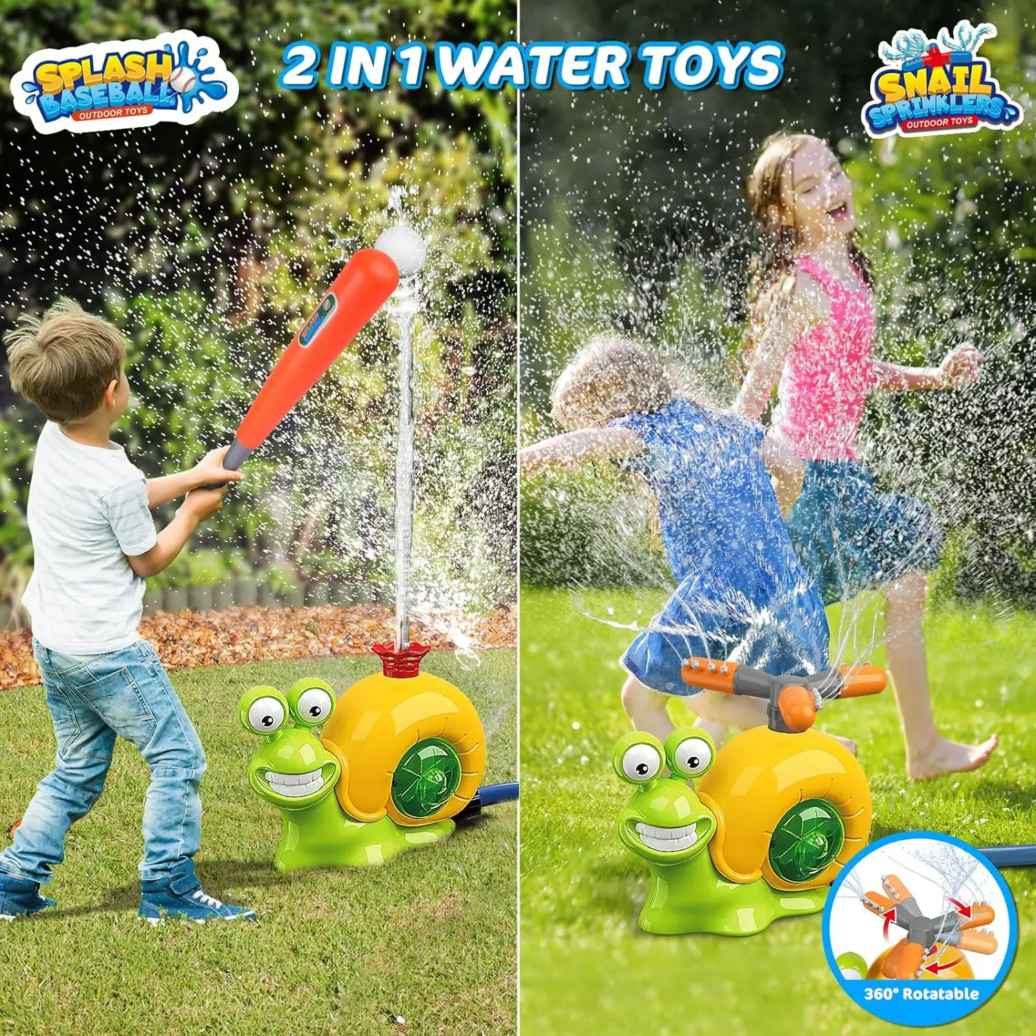 Wasser Sprinkler Baseball Spielzeug für Kinder im Freien spielen, Schnecke Wasserspiel Spray Wasser Baseball für Sommer Hinterhof Rasen Pool Party Spaß