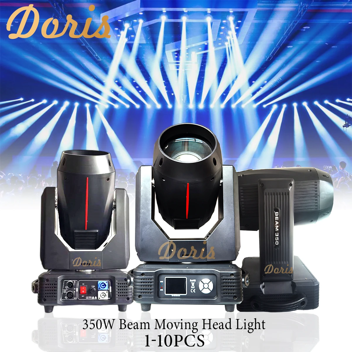 Без налога, 1-10 шт., 17R, 350 Вт, луч, вращающаяся головка, освещение для выступлений, сценическое освещение, несколько цветов, управление DMX для диджея, диско, свадьбы, клуба