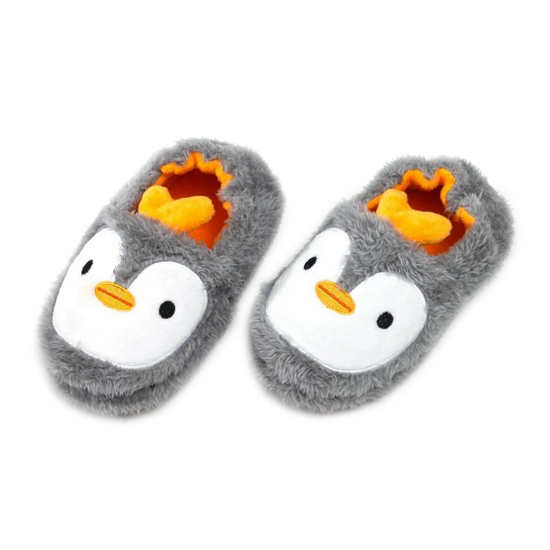 Toddler Boy Slippers for Kids Indoor Winter Plush Warm Girl Cute Cartoon Penguin Footwear Soft Rubber Sole Home Shoes Baby Items