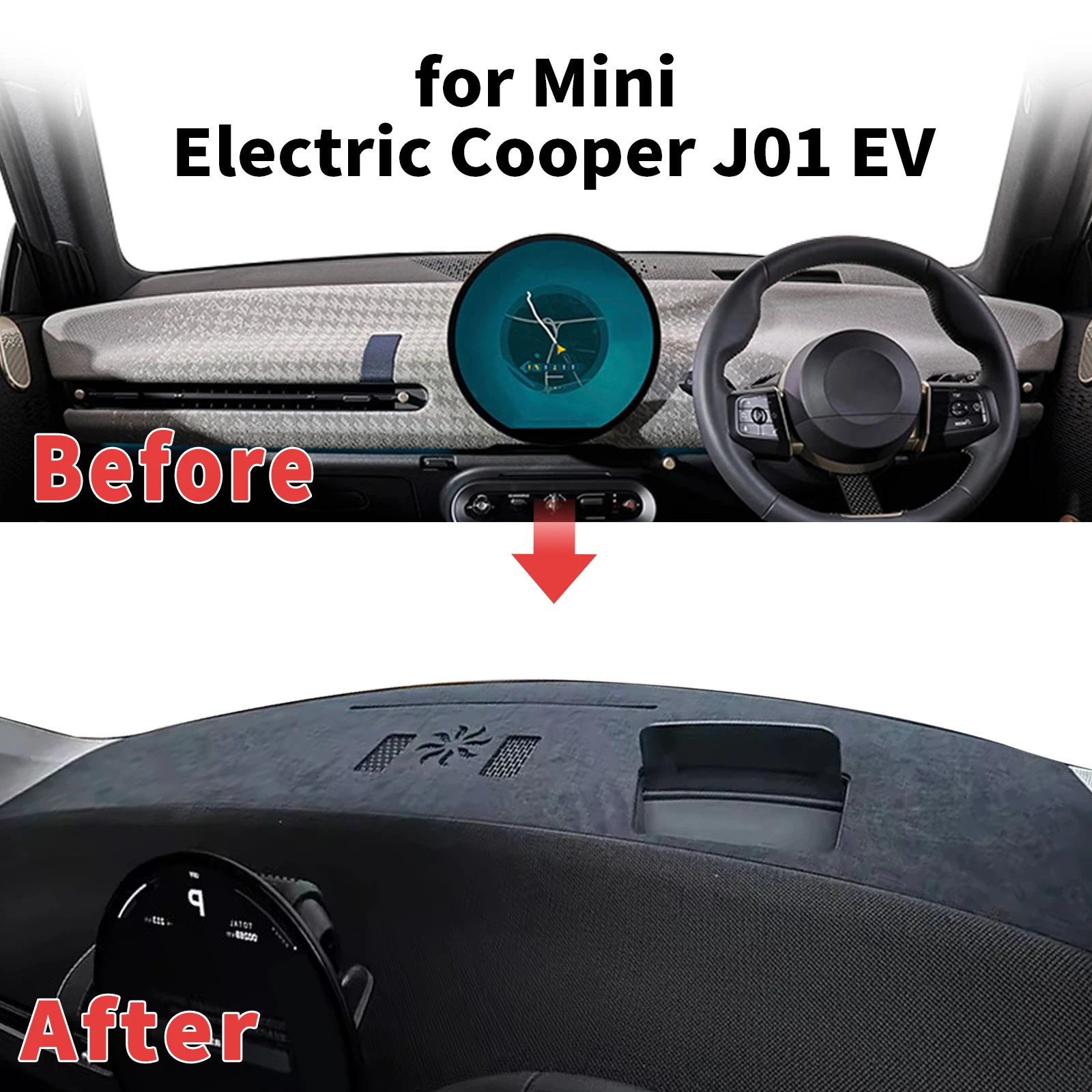 

for Mini Electric Cooper J01 2026-2024 EV E SE Dashboard Cover Sun Shade Protector Dashmat Anti-Glare UV Carpet Mat Dash Mat