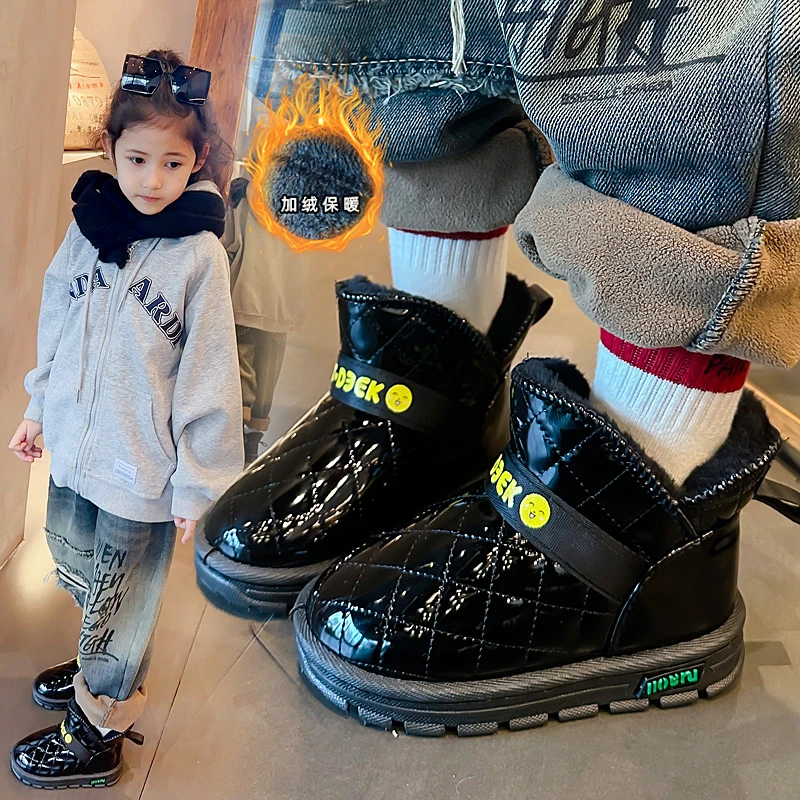 

2025 Winter Children's Boots Girl Snow Boots Outdoor Thickened Plush Kids Causal Non-slip Thermal Boots Versatile