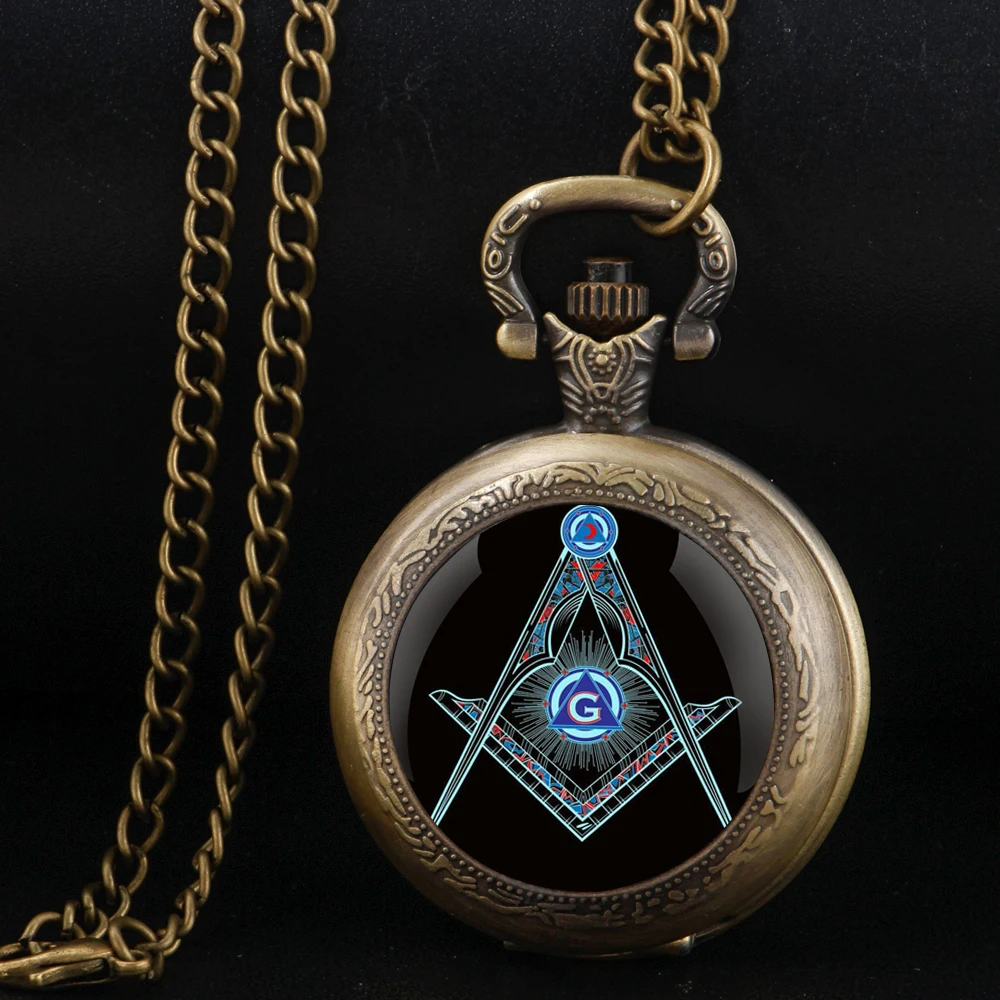 Hidden Meanings of Freemason Symbols G Quartz Pocket Watch Fashion Necklace Pendant Chain Jewelry Gift Clock for Men Women Gifts