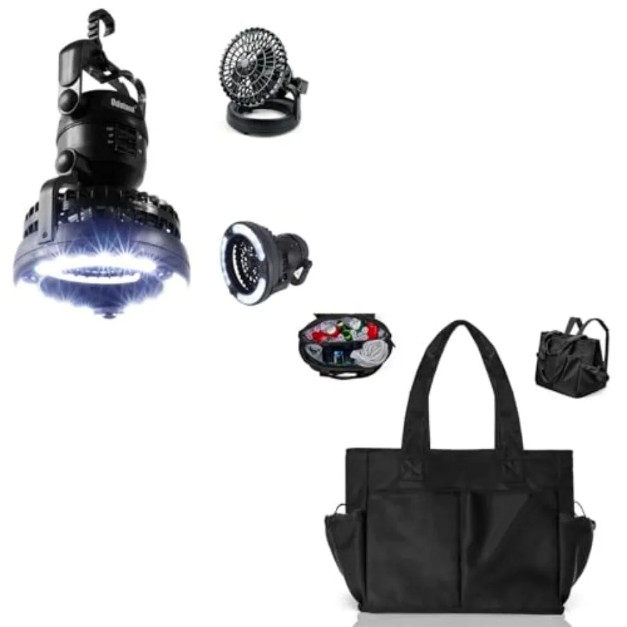 Portable LED Camping Lantern Fan Cooler Bag